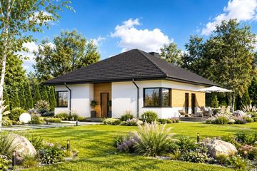 Projekt domu Panujdom 018 - parterowy dom o powierzchni 92,66 m², dach kopertowy - ujęcie 2