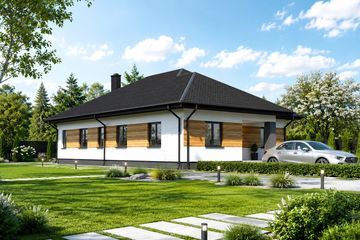 Projekt domu Planujdom 022 - parterowy dom o powierzchni 139,54 m², dach kopertowy - ujęcie 2