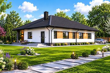 Projekt domu Planujdom 022 - parterowy dom o powierzchni 139,54 m², dach kopertowy - ujęcie 4