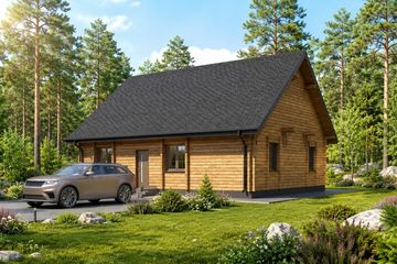 Projekt domu Planujdom 023 - parterowy dom o powierzchni 99,14 m², dach dwuspadowy, koszt budowy 228 022 zł - ujęcie frontu