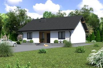 Projekt domu Planujdom 025 ver2 - parterowy dom o powierzchni 86,67 m², dach dwuspadowy - ujęcie 2