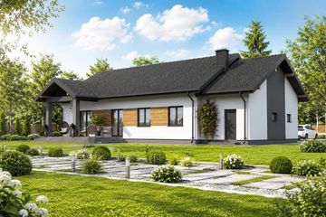 Projekt domu Planujdom 032 - parterowy dom o powierzchni 116,24 m², dach dwuspadowy - ujęcie 4