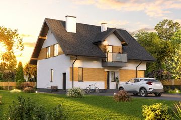 Projekt domu Planujdom 033 - parterowy z poddaszem dom o powierzchni 155,07 m², dach dwuspadowy - ujęcie 2
