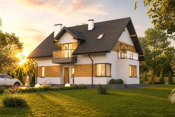 Projekt domu Planujdom 033 - parterowy z poddaszem dom o powierzchni 155,07 m², dach dwuspadowy - ujęcie 3