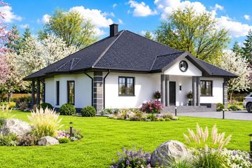 Projekt domu Planujdom 035 - parterowy dom o powierzchni 156,54 m², dach kopertowy - ujęcie 2