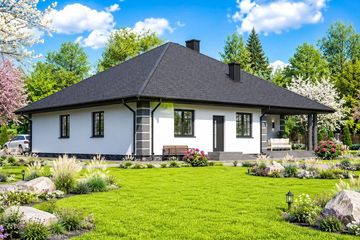 Projekt domu Planujdom 035 - parterowy dom o powierzchni 156,54 m², dach kopertowy - ujęcie 4