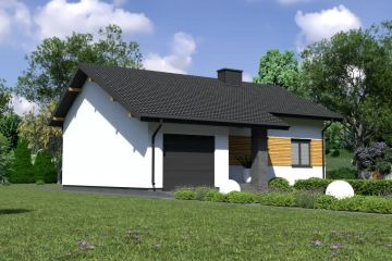 Projekt domu Planujdom 036 - parterowy dom o powierzchni 77,54 m², dach dwuspadowy - ujęcie 2