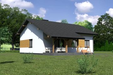 Projekt domu Planujdom 036 - parterowy dom o powierzchni 77,54 m², dach dwuspadowy - ujęcie 3