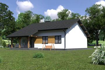 Projekt domu Planujdom 036 - parterowy dom o powierzchni 77,54 m², dach dwuspadowy - ujęcie 4