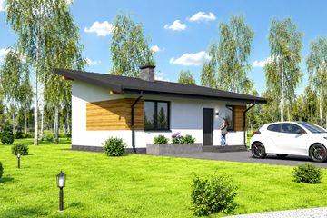Projekt domu letniskowego Planujdom 037 ABP1101 - parterowy dom o powierzchni 40,01 m², dach jednospadowy - ujęcie 2