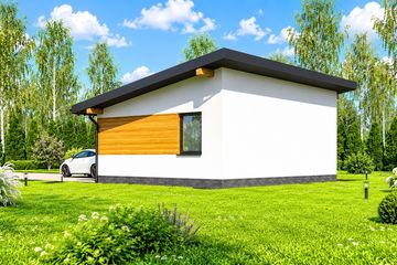 Projekt domu letniskowego Planujdom 037 ABP1101 - parterowy dom o powierzchni 40,01 m², dach jednospadowy - ujęcie 4