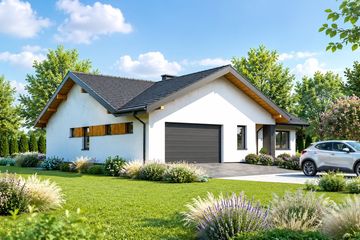 Projekt domu Planujdom 039 - parterowy dom o powierzchni 129,81 m², dach dwuspadowy - ujęcie 2