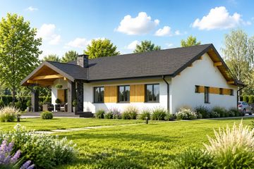 Projekt domu Planujdom 039 - parterowy dom o powierzchni 129,81 m², dach dwuspadowy - ujęcie 4
