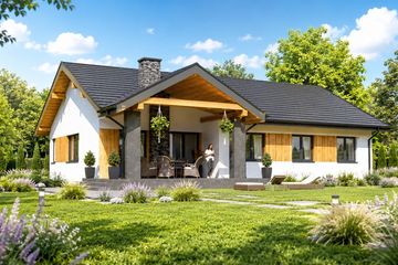 Projekt domu Planujdom 039 - parterowy dom o powierzchni 129,81 m², dach dwuspadowy - ujęcie 6