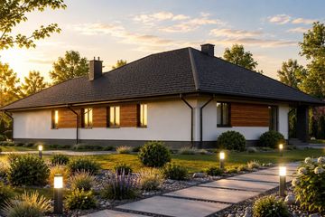 Projekt domu Planujdom 040 - parterowy dom o powierzchni 200,57 m², dach kopertowy - ujęcie 3