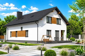 Projekt domu Planujdom 042 - parterowy z poddaszem dom o powierzchni 197,29 m², dach dwuspadowy - ujęcie 4
