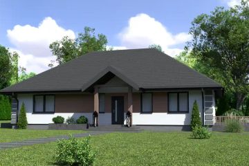 Projekt domu Planujdom 044 - parterowy dom o powierzchni 182,40 m², dach kopertowy, koszt budowy 503 000 zł - ujęcie frontu