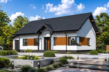 Projekt domu Planujdom 045 ver3 - parterowy dom o powierzchni 97,01 m², dach dwuspadowy - ujęcie 2