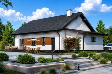 Projekt domu Planujdom 045 ver3 - parterowy dom o powierzchni 97,01 m², dach dwuspadowy - ujęcie 4
