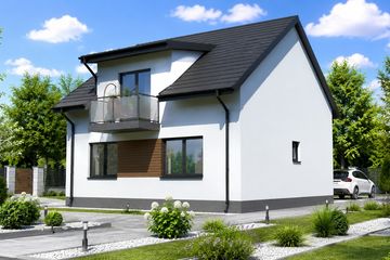 Projekt domu Planujdom 051 - parterowy z poddaszem dom o powierzchni 64,02 m², dach dwuspadowy - ujęcie 3