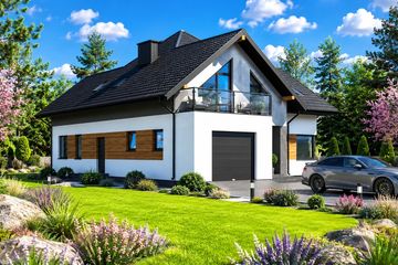 Projekt domu Planujdom 052 - parterowy z poddaszem dom o powierzchni 223,78 m², dach namiotowy - ujęcie 2