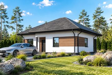 Projekt domu Planujdom 057 - parterowy dom o powierzchni 77,18 m², dach kopertowy - ujęcie 2