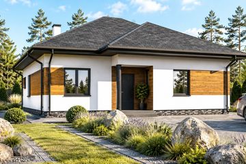 Projekt domu Planujdom 057 - parterowy dom o powierzchni 77,18 m², dach kopertowy - ujęcie 4