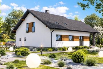 Projekt domu Planujdom 061 - parterowy z poddaszem dom o powierzchni 172,29 m², dach dwuspadowy - ujęcie 3