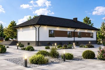 Projekt domu Planujdom 062 - parterowy dom o powierzchni 300,34 m², dach kopertowy - ujęcie 3
