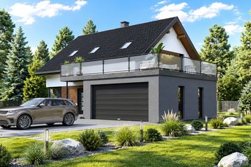 Projekt domu Planujdom 063 - parterowy z poddaszem dom o powierzchni 104,90 m², dach dwuspadowy - ujęcie 2