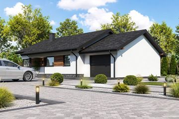 Projekt domu Planujdom 065 - parterowy dom o powierzchni 95,99 m², dach dwuspadowy - ujęcie 2