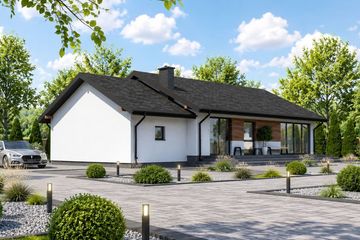 Projekt domu Planujdom 065 - parterowy dom o powierzchni 95,99 m², dach dwuspadowy - ujęcie 3