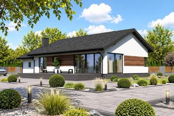 Projekt domu Planujdom 065 - parterowy dom o powierzchni 95,99 m², dach dwuspadowy - ujęcie 4