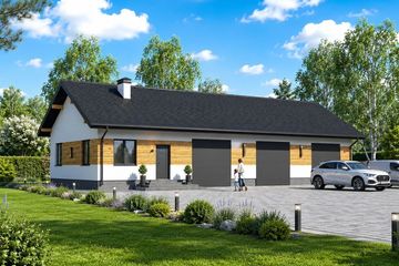 Projekt domu Planujdom 072 - parterowy dom o powierzchni 139,89 m², dach dwuspadowy - ujęcie 2