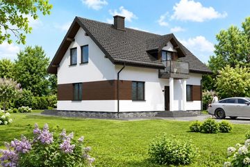 Projekt domu Planujdom 075 - parterowy z poddaszem dom o powierzchni 116,95 m², dach dwuspadowy - ujęcie 2