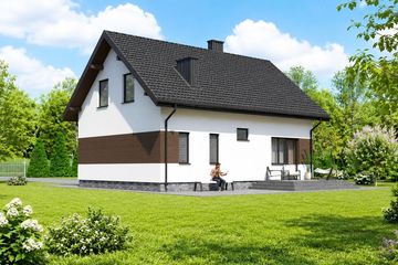 Projekt domu Planujdom 075 - parterowy z poddaszem dom o powierzchni 116,95 m², dach dwuspadowy - ujęcie 3