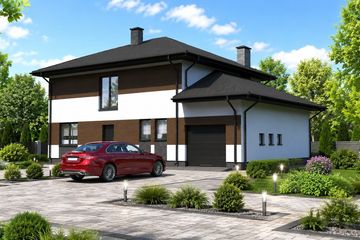 Projekt domu Planujdom 076 - z pełnym piętrem dom o powierzchni 163,26 m², dach kopertowy - ujęcie 2