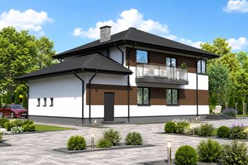 Projekt domu Planujdom 076 - z pełnym piętrem dom o powierzchni 163,26 m², dach kopertowy - ujęcie 3