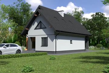Projekt domu Planujdom 077 - parterowy z poddaszem dom o powierzchni 127,50 m², dach dwuspadowy - ujęcie 2