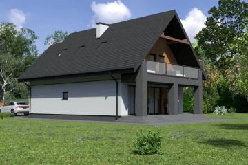 Projekt domu Planujdom 077 - parterowy z poddaszem dom o powierzchni 127,50 m², dach dwuspadowy - ujęcie 3