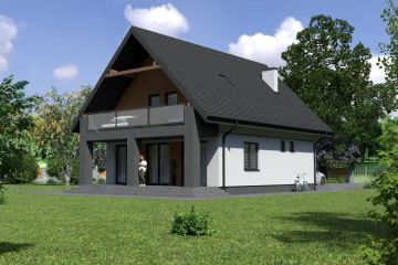Projekt domu Planujdom 077 - parterowy z poddaszem dom o powierzchni 127,50 m², dach dwuspadowy - ujęcie 4
