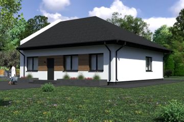Projekt domu Planujdom 079 - parterowy dom o powierzchni 101,48 m², dach kopertowy, koszt budowy 289 000 zł - ujęcie frontu