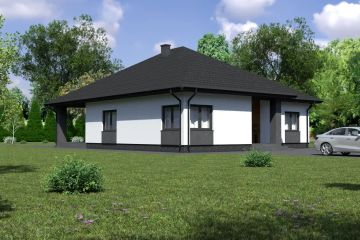 Projekt domu Planujdom 082 - parterowy dom o powierzchni 162,80 m², dach dwuspadowy, koszt budowy 431 000 zł - ujęcie frontu