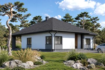 Projekt domu Planujdom 082 - parterowy dom o powierzchni 162,80 m², dach dwuspadowy - ujęcie 2