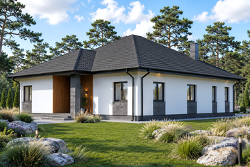 Projekt domu Planujdom 082 - parterowy dom o powierzchni 162,80 m², dach dwuspadowy - ujęcie 4