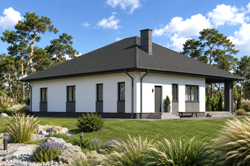 Projekt domu Planujdom 082 - parterowy dom o powierzchni 162,80 m², dach dwuspadowy - ujęcie 5