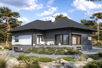 Projekt domu Planujdom 086 - parterowy dom o powierzchni 267,43 m², dach wielospadowy - ujęcie 2