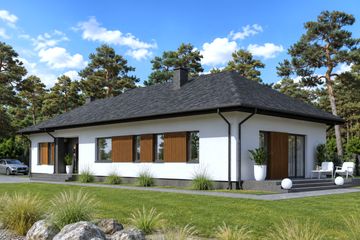 Projekt domu Planujdom 088 - parterowy dom o powierzchni 144,39 m², dach kopertowy - ujęcie 2