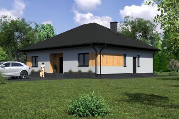Projekt domu Planujdom 091 ver2 - parterowy dom o powierzchni 130,83 m², dach kopertowy - ujęcie 2