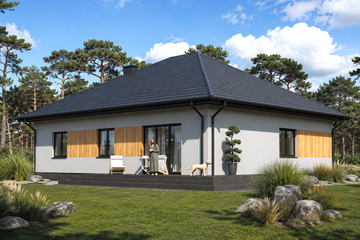 Projekt domu Planujdom 091 ver2 - parterowy dom o powierzchni 130,83 m², dach kopertowy - ujęcie 3